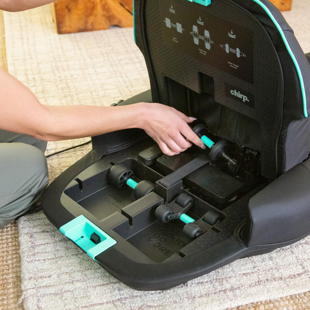 Woman changing the wheels in the Chirp Contour